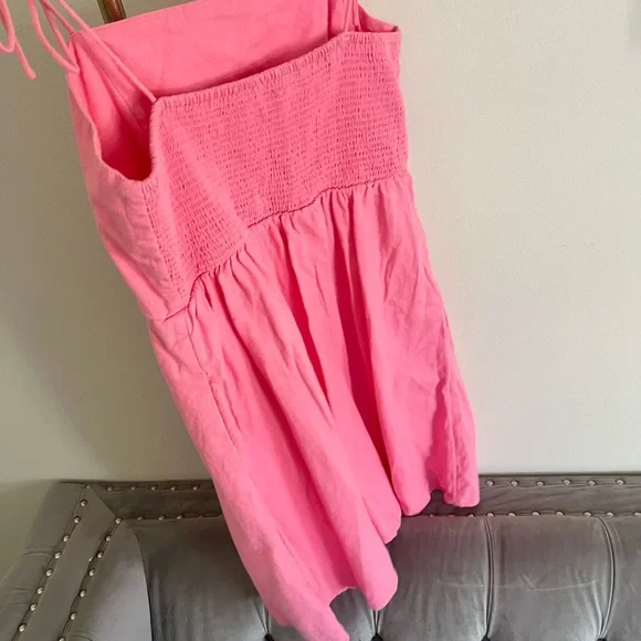 Old Navy Vibrant Pink romantic summer linen feminine mini dress size M - Picture 4 of 9